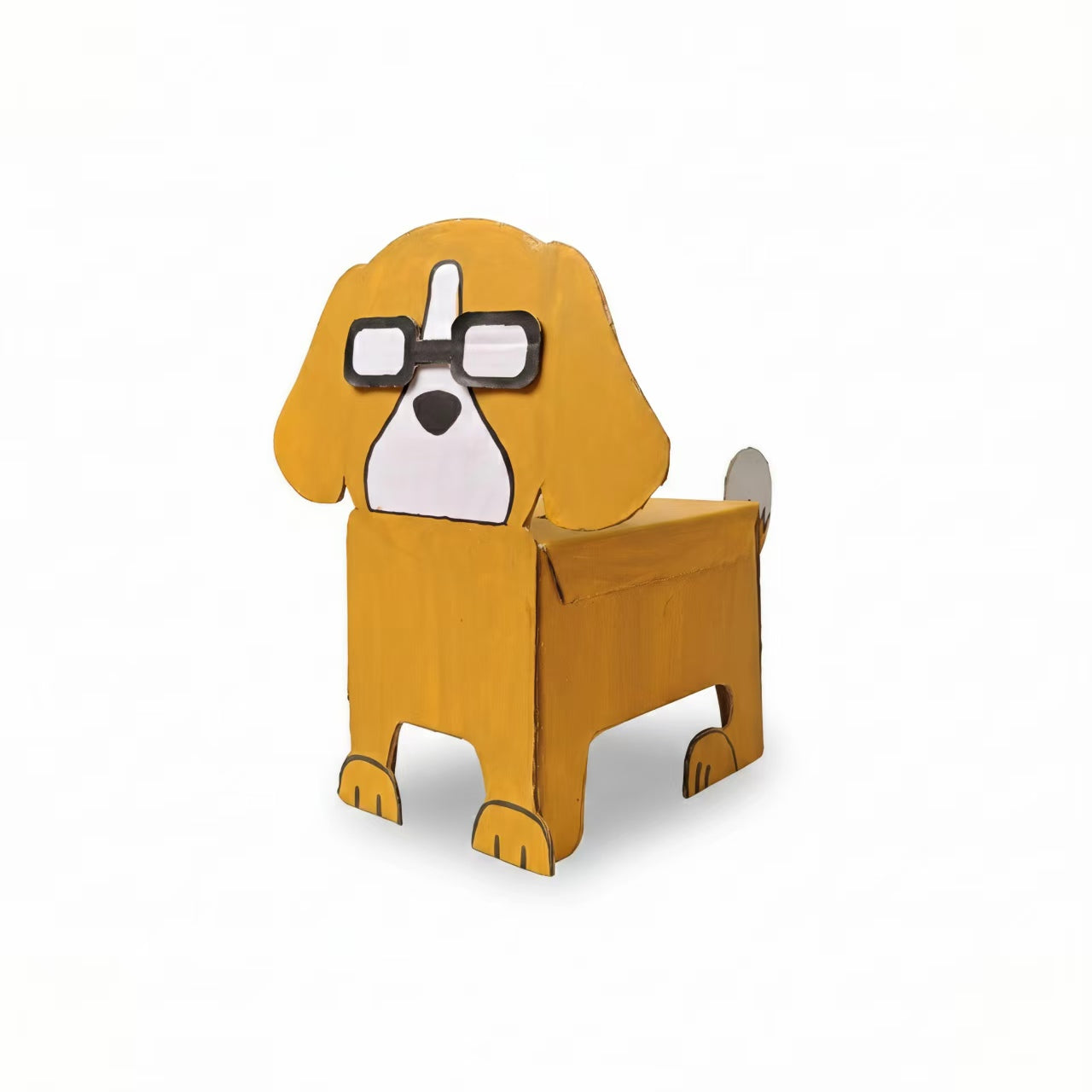 DIY cardboard dog craft made from cardboard, a fun kids STEAM project for creative play and cardboard building activities.